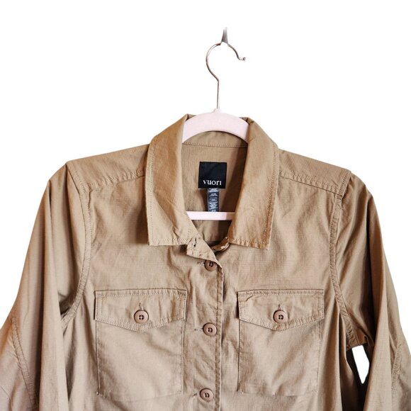 Vuori Jacket Small Tan Women's Ripstop Shacket Shirt Pockets Buttons - Picture 3 of 10